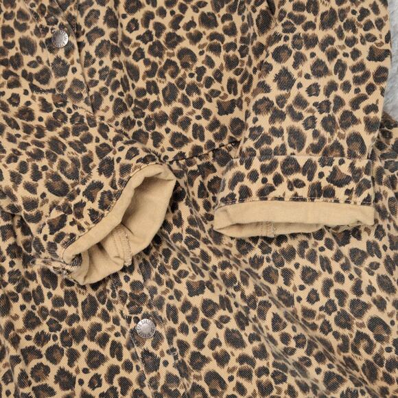 She Street Leopard Print Tan Denim Tiered Shirt Dress Womens Size SM - Picture 4 of 14